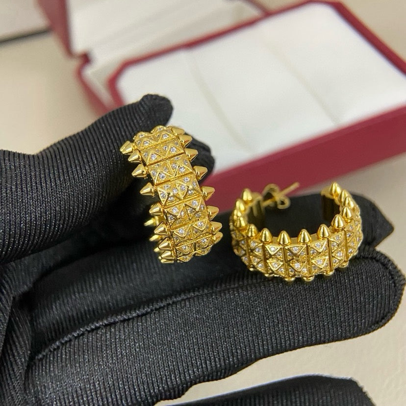 [LUXE JEWELRY] CLASH 9.2MM FULL DIAMOND DOUBLE ROW EARRINGS