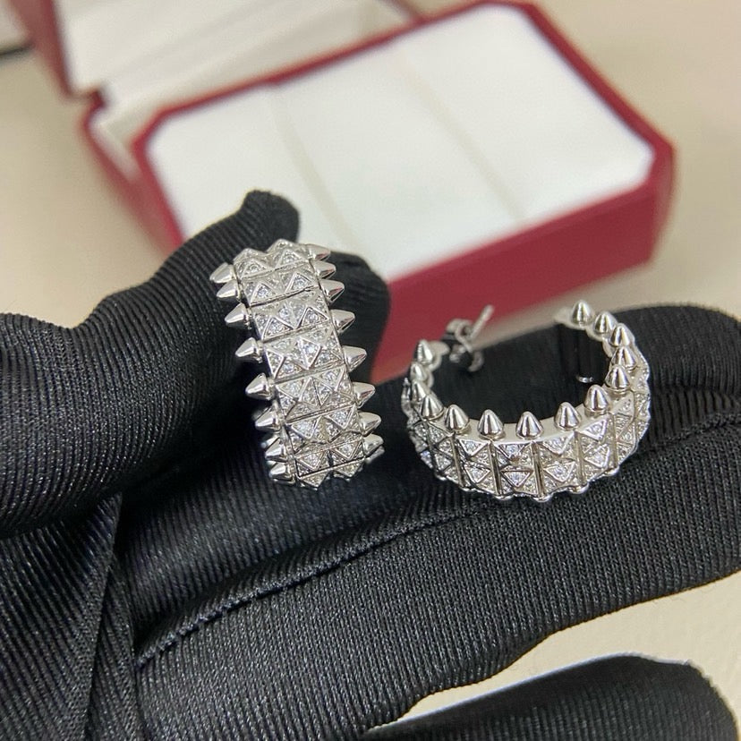 [LUXE JEWELRY] CLASH 9.2MM FULL DIAMOND DOUBLE ROW EARRINGS