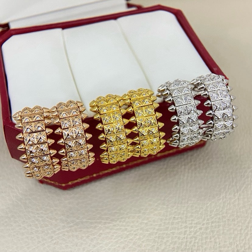 [LUXE JEWELRY] CLASH 9.2MM FULL DIAMOND DOUBLE ROW EARRINGS