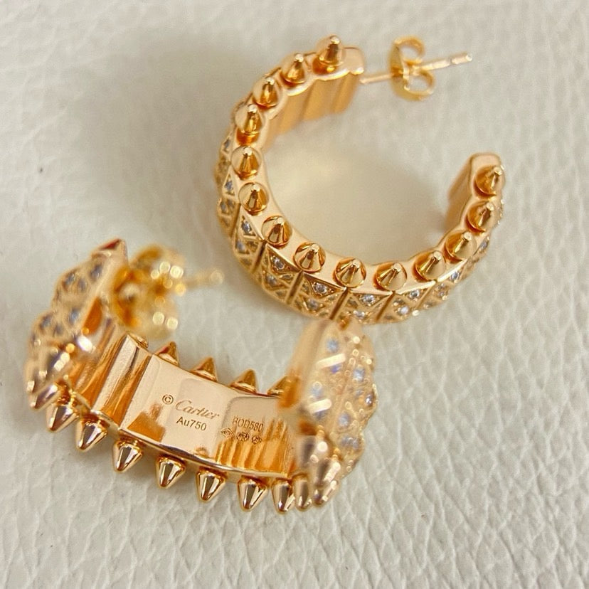 [LUXE JEWELRY] CLASH 9.2MM FULL DIAMOND DOUBLE ROW EARRINGS