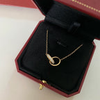 [LUXE JEWELRY] LOVE DOUBLE RING HALF DIAMOND NECKLACE