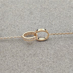 [LUXE JEWELRY] LOVE DOUBLE RING HALF DIAMOND NECKLACE