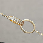 [LUXE JEWELRY] LOVE DOUBLE RING HALF DIAMOND NECKLACE