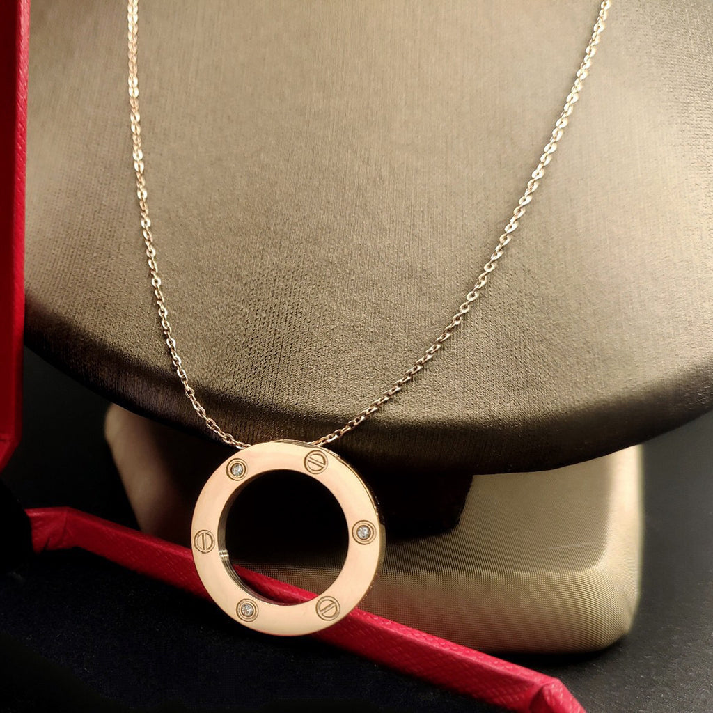 [LUXE JEWELRY] LOVE NECKLACE 16MM 3 DIAMONDS