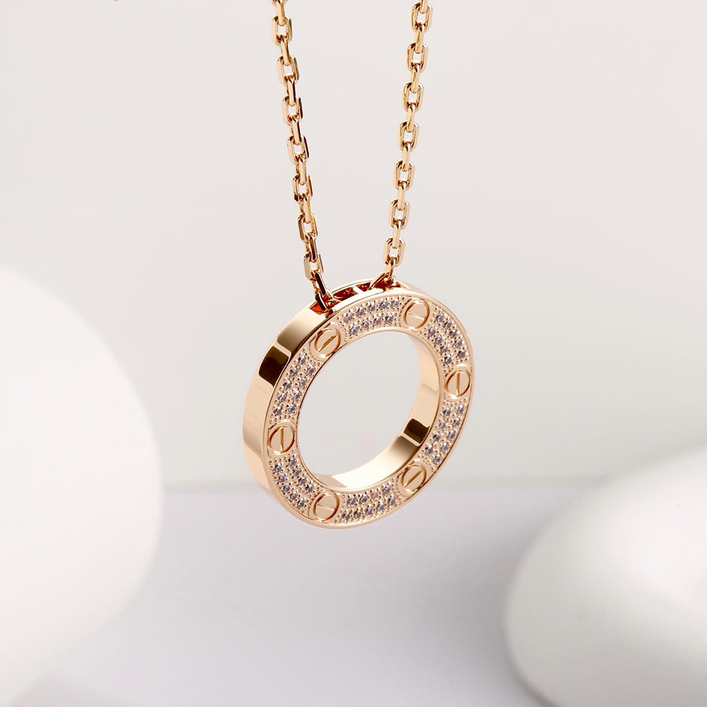 [LUXE JEWELRY] LOVE NECKLACE 16MM  FULL DIAMOND