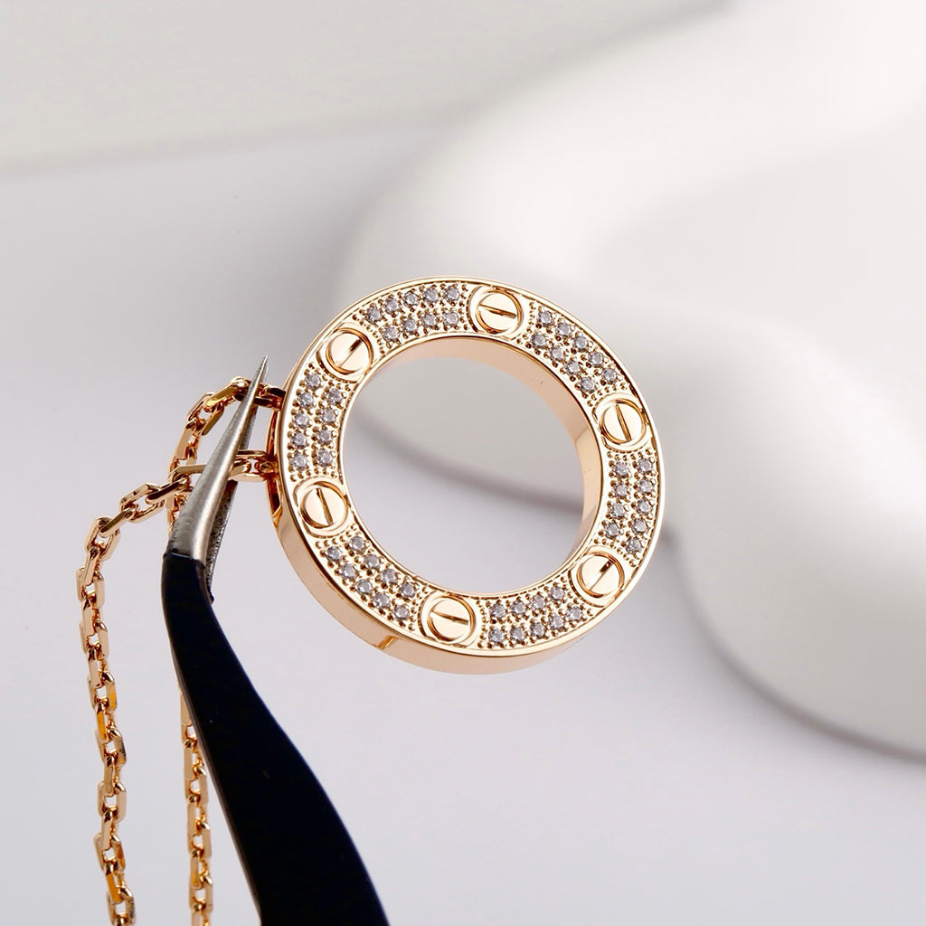 [LUXE JEWELRY] LOVE NECKLACE 16MM  FULL DIAMOND
