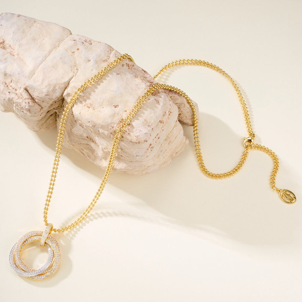 [LUXE JEWELRY] TRINITY LARGE FULL DIAMOND  NECKLACE