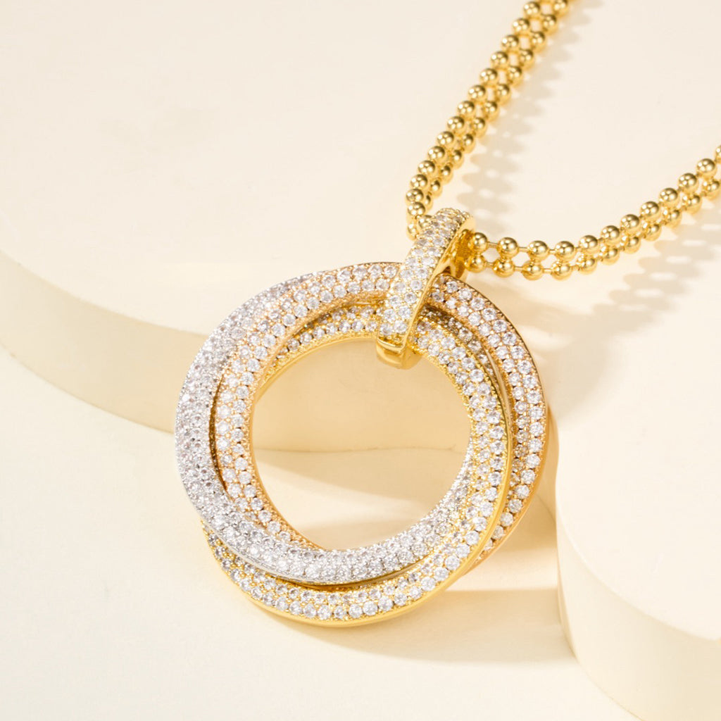 [LUXE JEWELRY] TRINITY LARGE FULL DIAMOND  NECKLACE