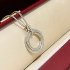 [LUXE JEWELRY] TRINITY LARGE FULL DIAMOND  NECKLACE