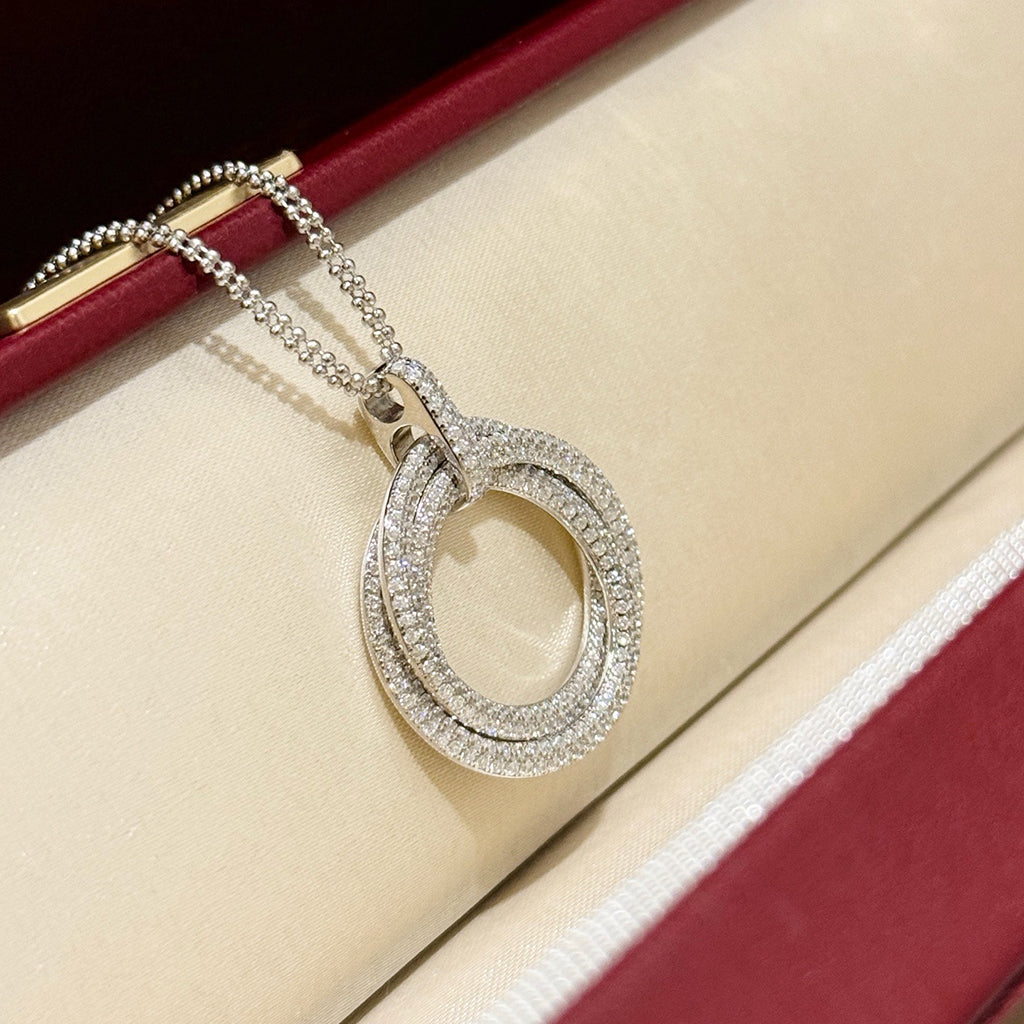 [LUXE JEWELRY] TRINITY LARGE FULL DIAMOND  NECKLACE