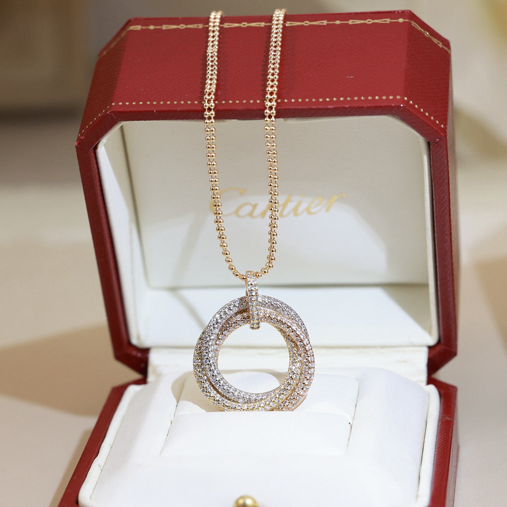 [LUXE JEWELRY] TRINITY LARGE FULL DIAMOND  NECKLACE