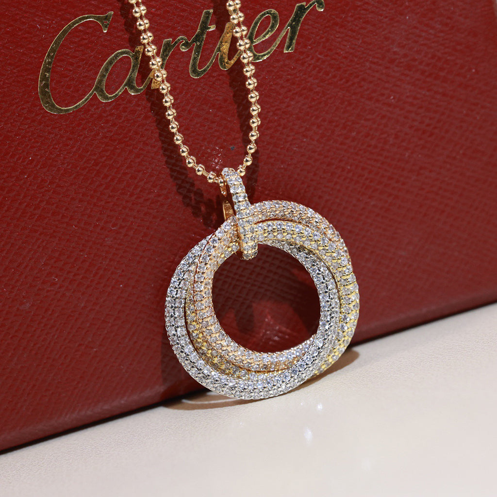 [LUXE JEWELRY] TRINITY LARGE FULL DIAMOND  NECKLACE