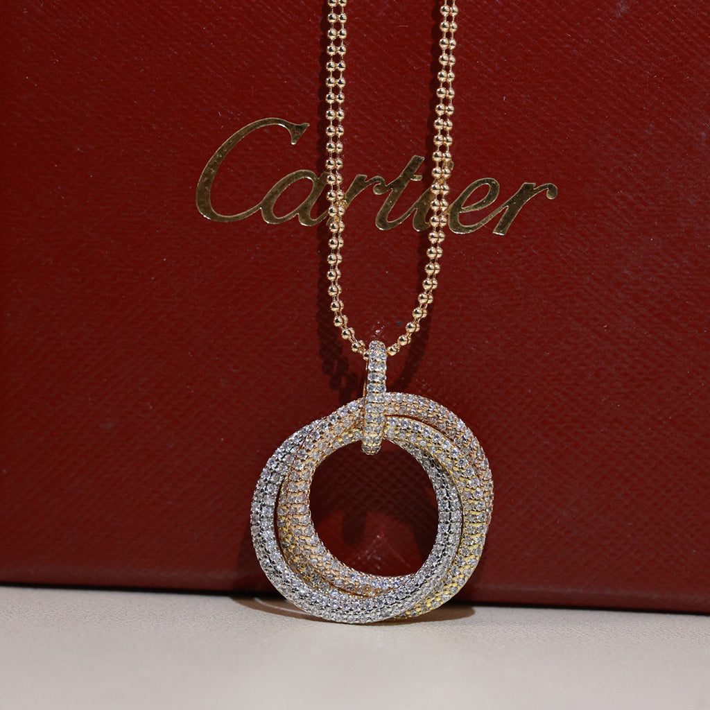 [LUXE JEWELRY] TRINITY LARGE FULL DIAMOND  NECKLACE