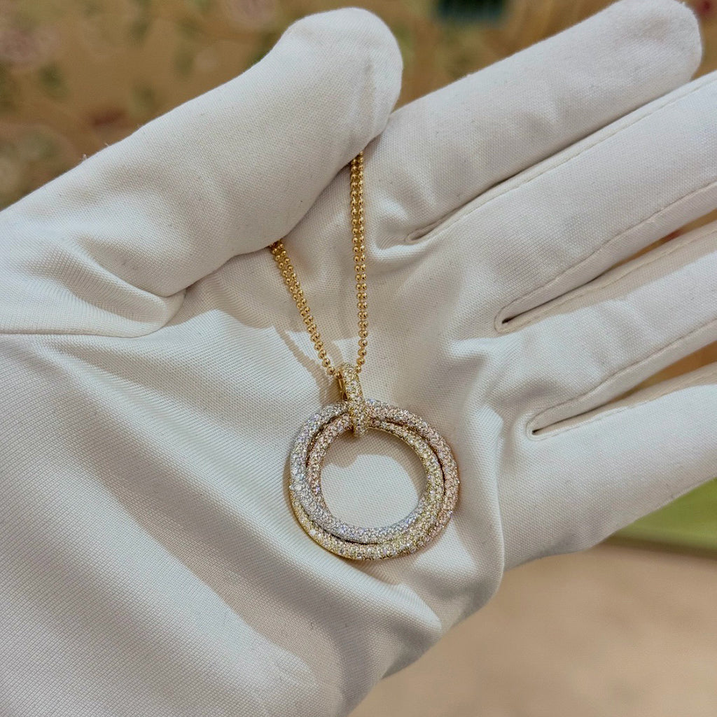 [LUXE JEWELRY] TRINITY LARGE FULL DIAMOND  NECKLACE