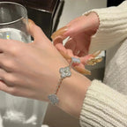 [LUXE JEWELRY] CLOVER 5 MOTIF PURPLE CHALCEDONY BRACELET COLLECTION