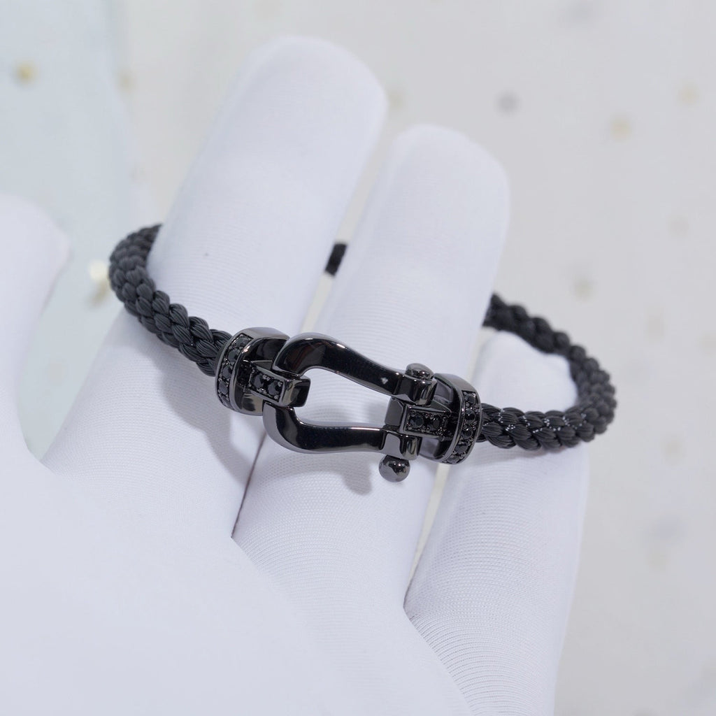 [LUXE JEWELRY]FORCE LARGE SERIES HORSESHOE BLACK SAMURAI BRACELET
