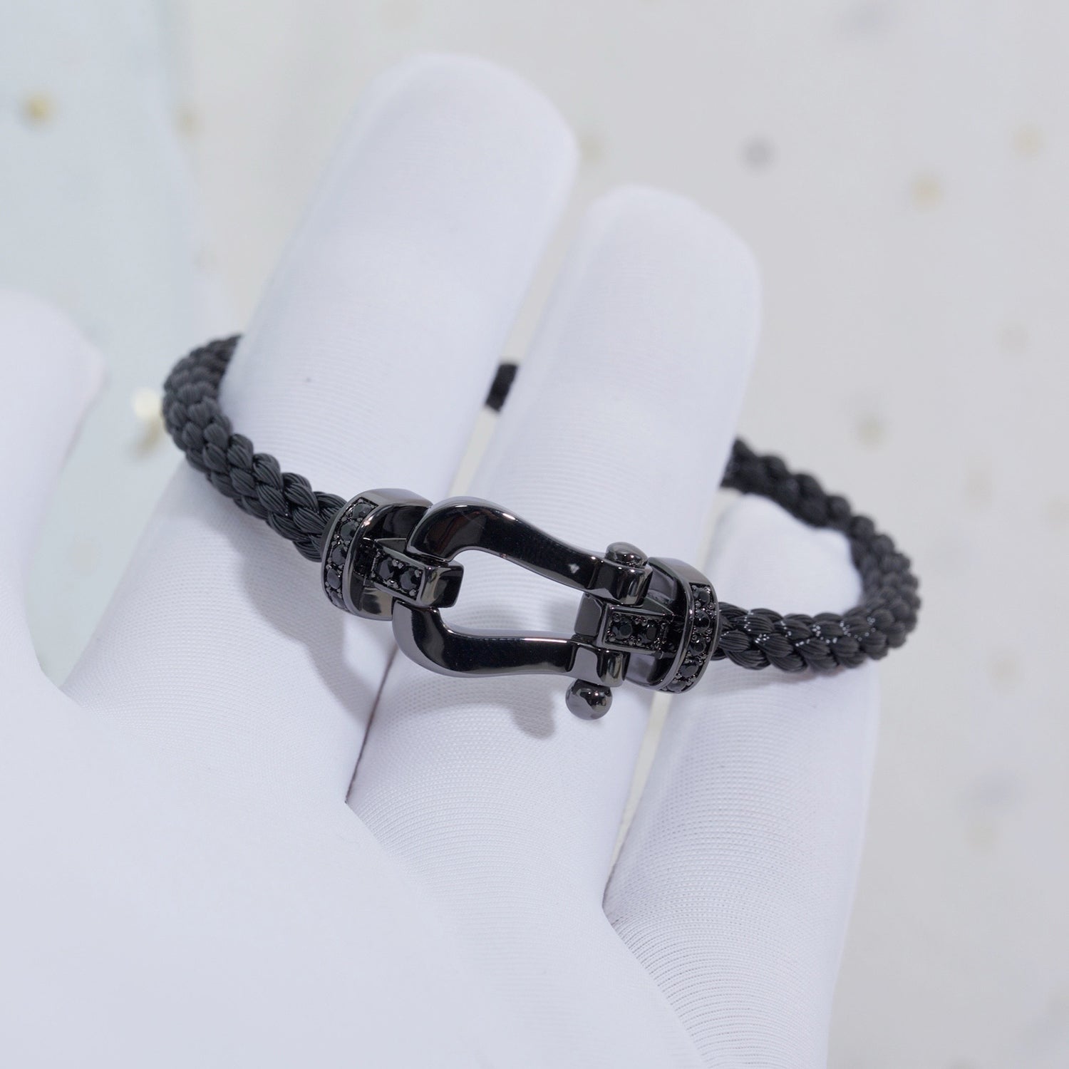 [LUXE JEWELRY]FORCE LARGE SERIES HORSESHOE BLACK SAMURAI BRACELET