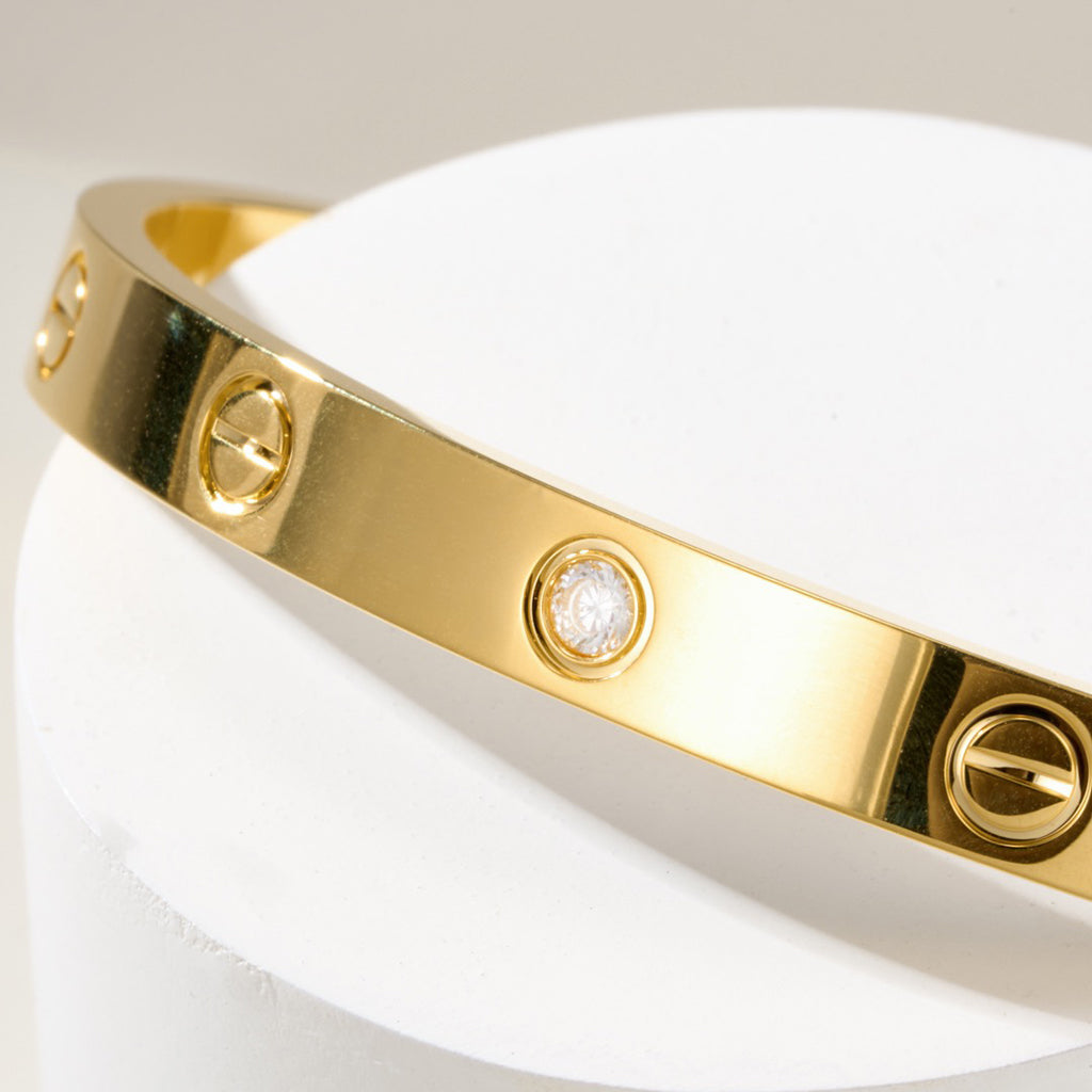 [LUXE JEWELRY] LOVE BRACELET 6.1MM 1 DIAMOND OPEN CUFF