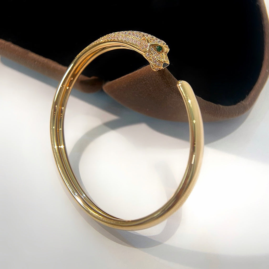 [LUXE JEWELRY] PANTHERE HALF DIAMOND OPEN BRACELET