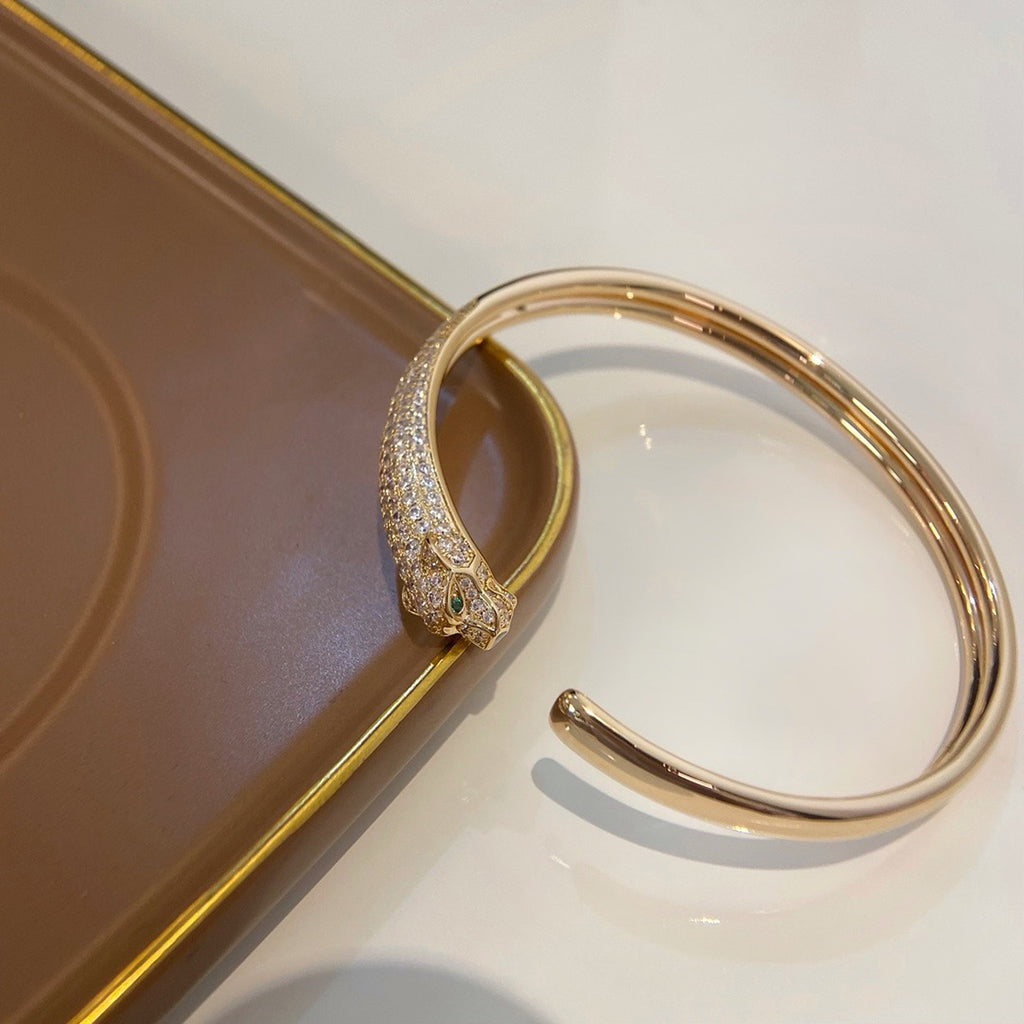 [LUXE JEWELRY] PANTHERE HALF DIAMOND OPEN BRACELET
