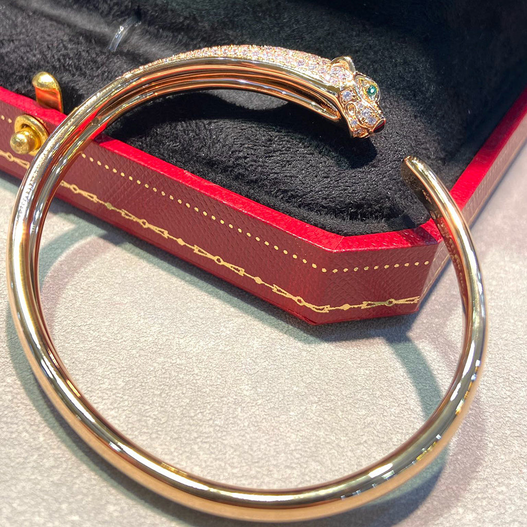 [LUXE JEWELRY] PANTHERE HALF DIAMOND OPEN BRACELET
