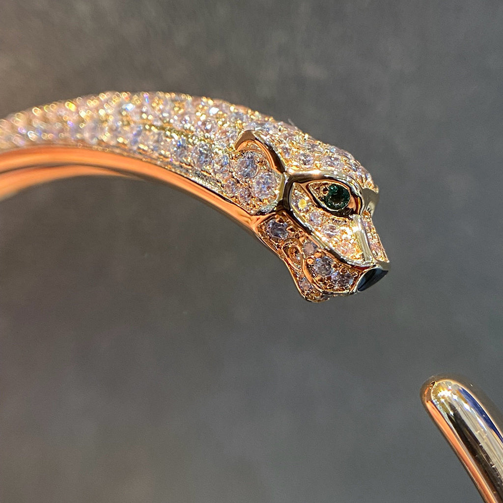 [LUXE JEWELRY] PANTHERE HALF DIAMOND OPEN BRACELET