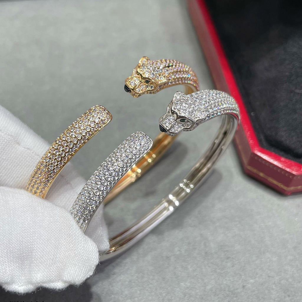 [LUXE JEWELRY] PANTHERE FULL DIAMOND OPEN BRACELET