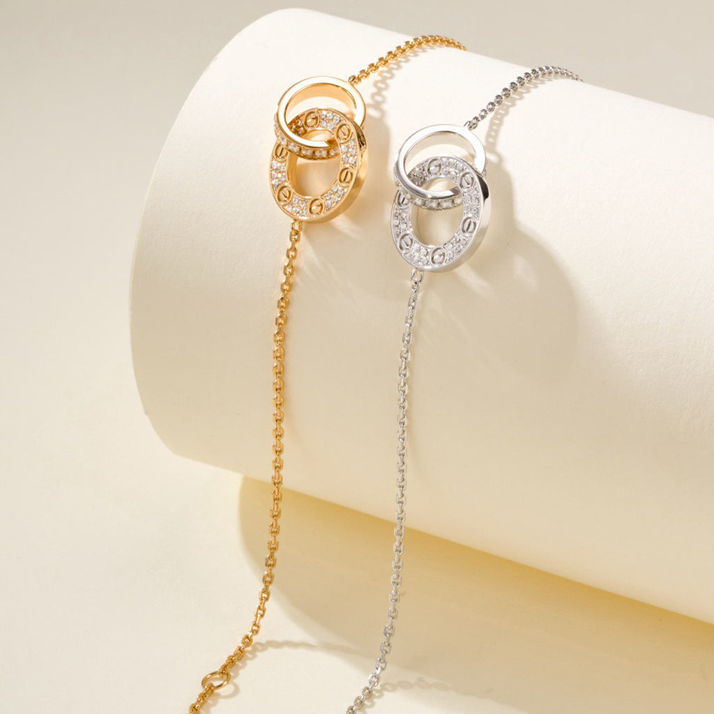 [LUXE JEWELRY] LOVE DOUBLE RING FULL DIAMOND BRACELET