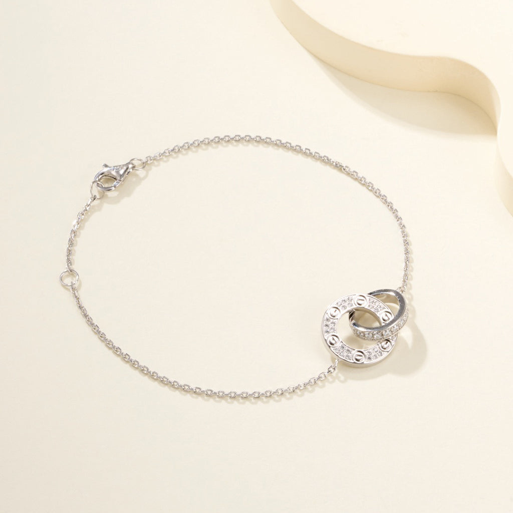 [LUXE JEWELRY] LOVE DOUBLE RING FULL DIAMOND BRACELET
