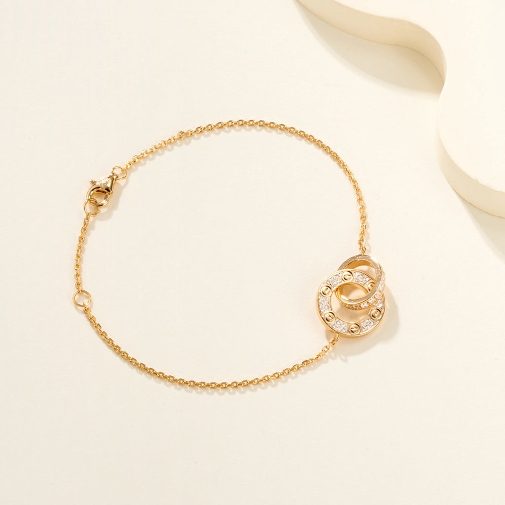 [LUXE JEWELRY] LOVE DOUBLE RING FULL DIAMOND BRACELET