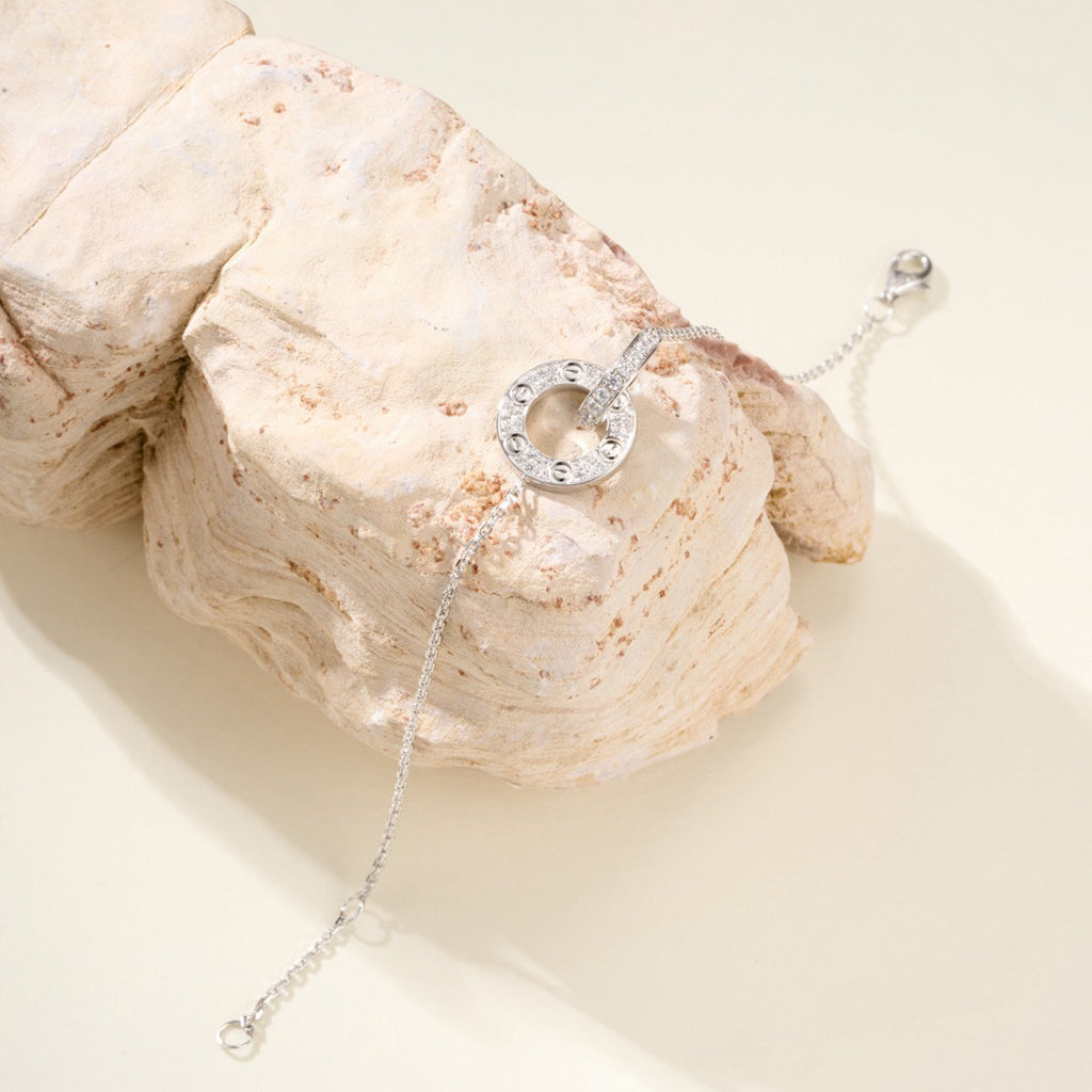 [LUXE JEWELRY] LOVE DOUBLE RING FULL DIAMOND BRACELET