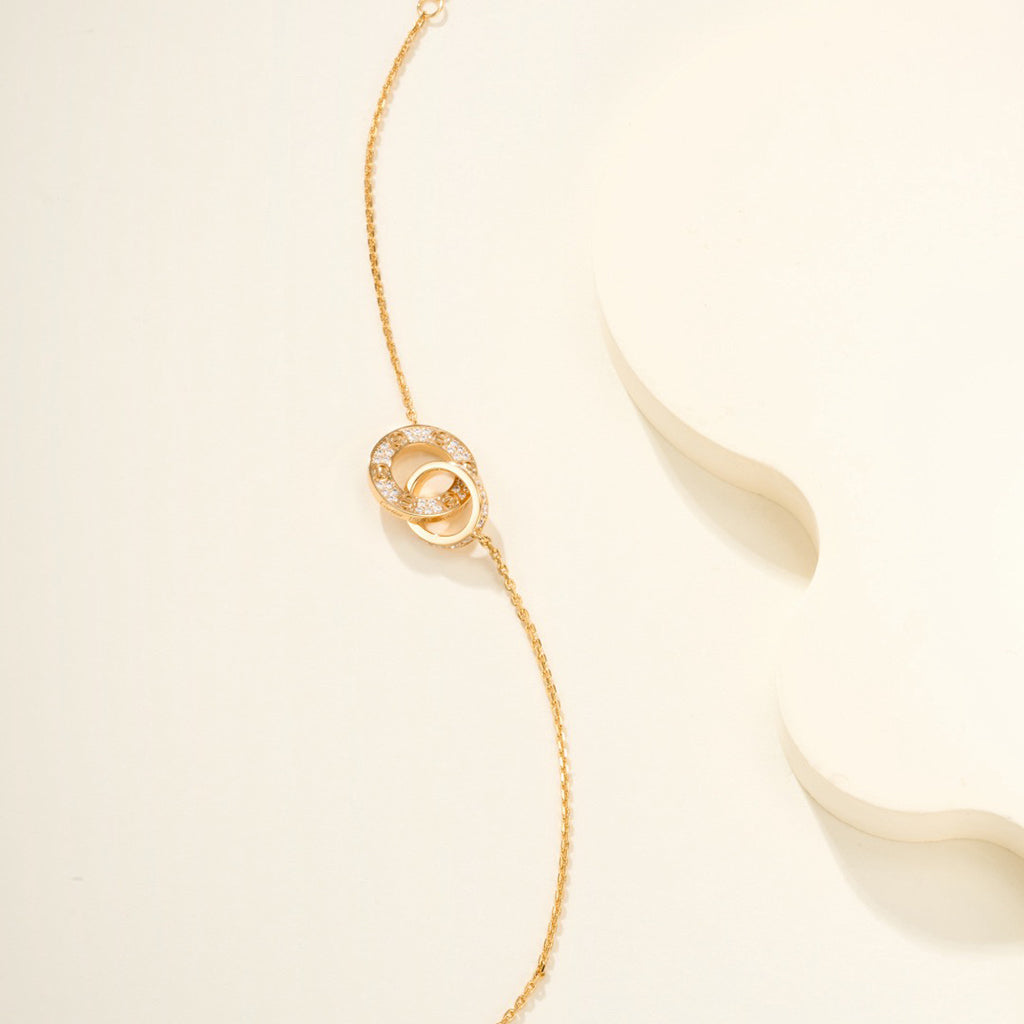 [LUXE JEWELRY] LOVE DOUBLE RING FULL DIAMOND BRACELET