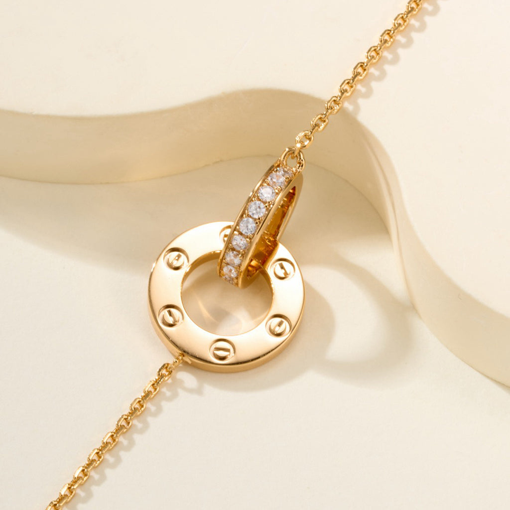 [LUXE JEWELRY] LOVE DOUBLE RING FULL DIAMOND BRACELET