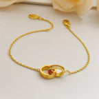 [LUXE JEWELRY] LOVE DOUBLE RING HALF DIAMOND BRACELET