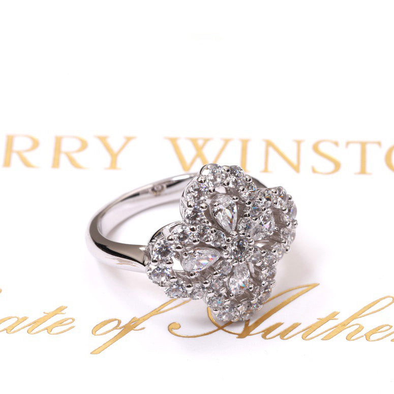 [LUXE JEWELRY]LOOP RING FULL MOTIF DIAMOND 16MM SILVE