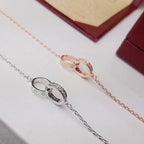 [LUXE JEWELRY] LOVE DOUBLE RING HALF DIAMOND BRACELET