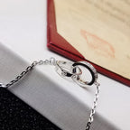 [LUXE JEWELRY] LOVE DOUBLE RING HALF DIAMOND BRACELET