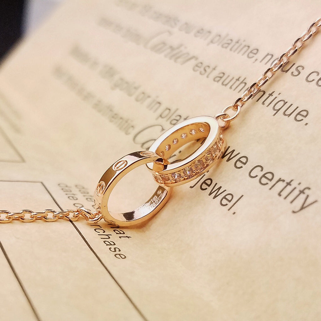 [LUXE JEWELRY] LOVE DOUBLE RING HALF DIAMOND BRACELET