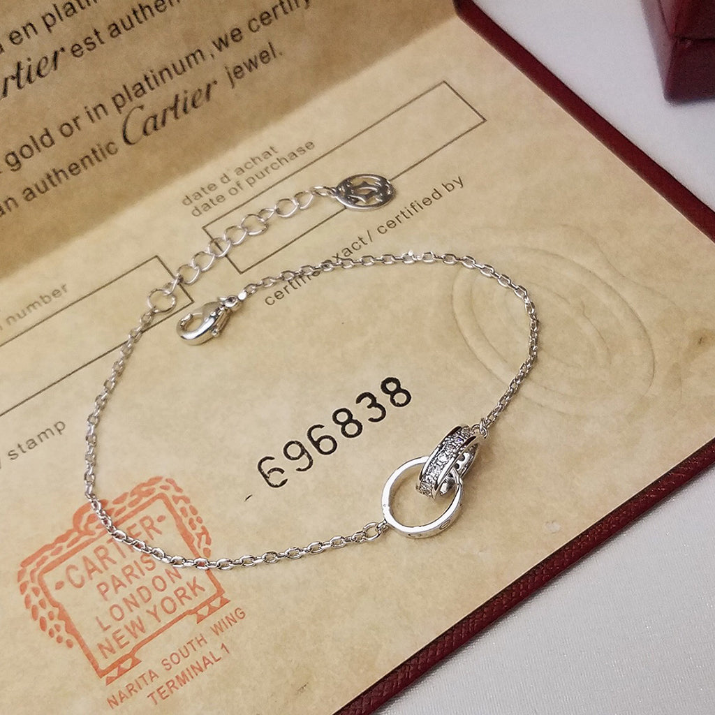 [LUXE JEWELRY] LOVE DOUBLE RING HALF DIAMOND BRACELET