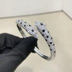 [LUXE JEWELRY] PANTHERE DOUBLE HEADED HALF DIAMOND OPEN BRACELET
