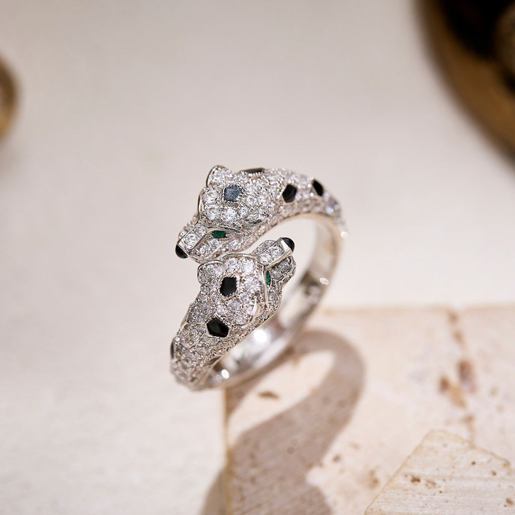 [LUXE JEWELRY] PANTHERE DOUBLE HEADED FULL DIAMOND  RING