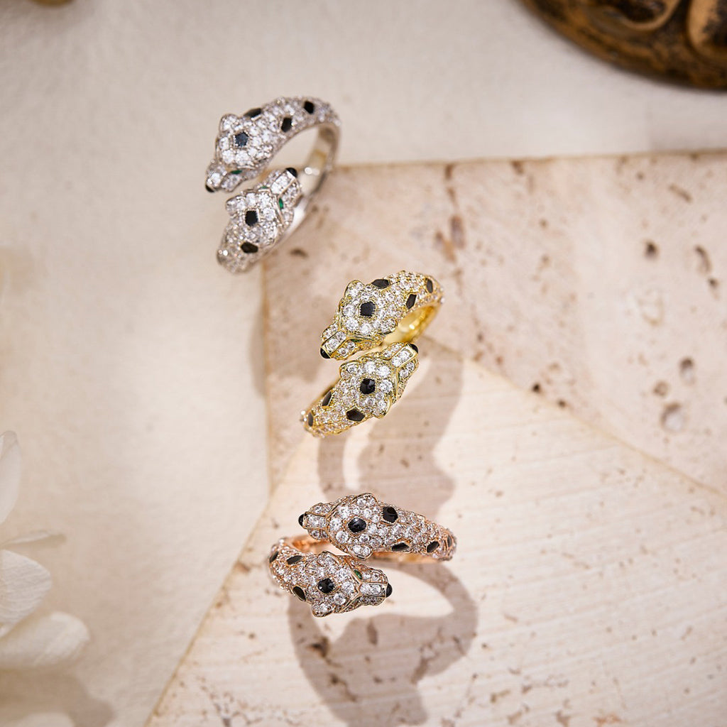 [LUXE JEWELRY] PANTHERE DOUBLE HEADED FULL DIAMOND  RING