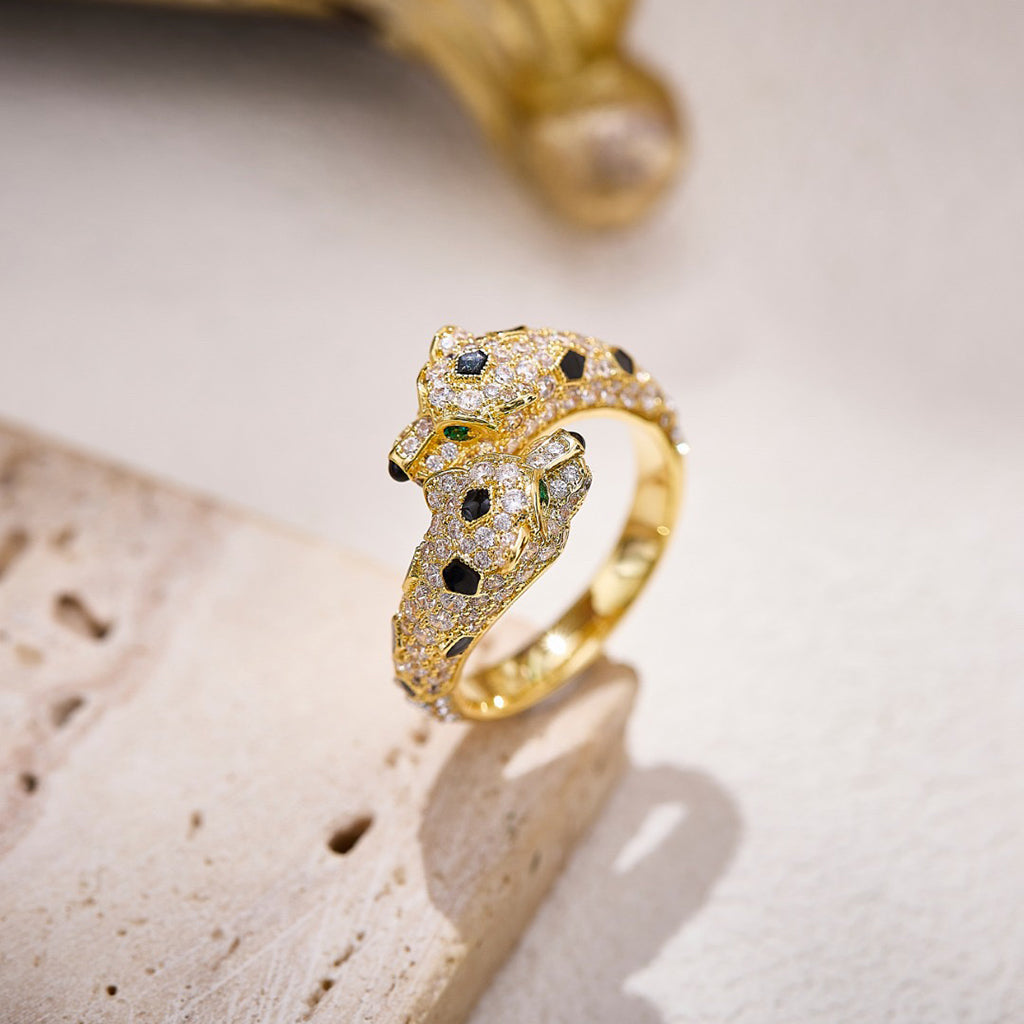 [LUXE JEWELRY] PANTHERE DOUBLE HEADED FULL DIAMOND  RING