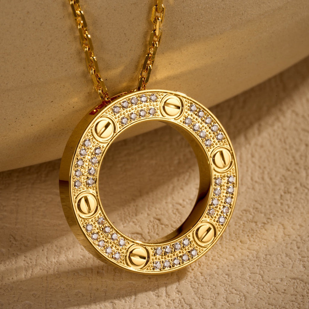 [LUXE JEWELRY] LOVE NECKLACE 16MM  FULL DIAMOND