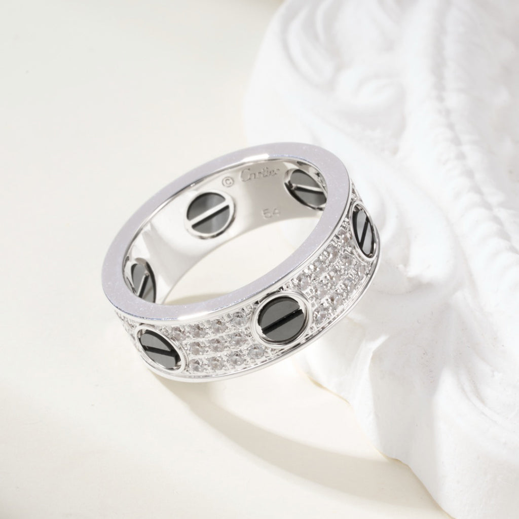 [LUXE JEWELRY] LOVE RING 5.5MM DIAMONDS PAVED CERAMIC