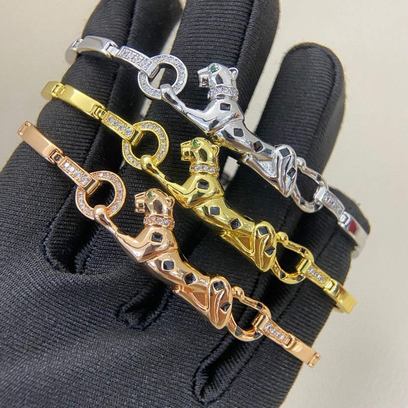 [LUXE JEWELRY] PANTHERE HALF DIAMOND ON CHAIN BRACELET