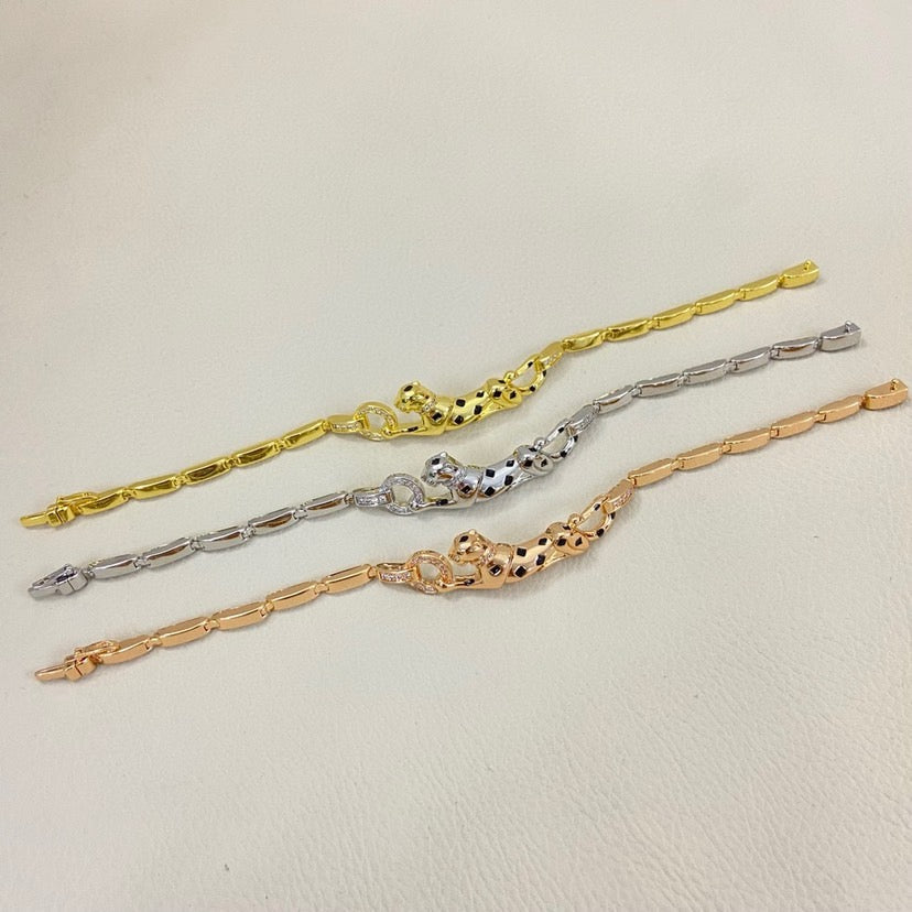 [LUXE JEWELRY] PANTHERE HALF DIAMOND ON CHAIN BRACELET