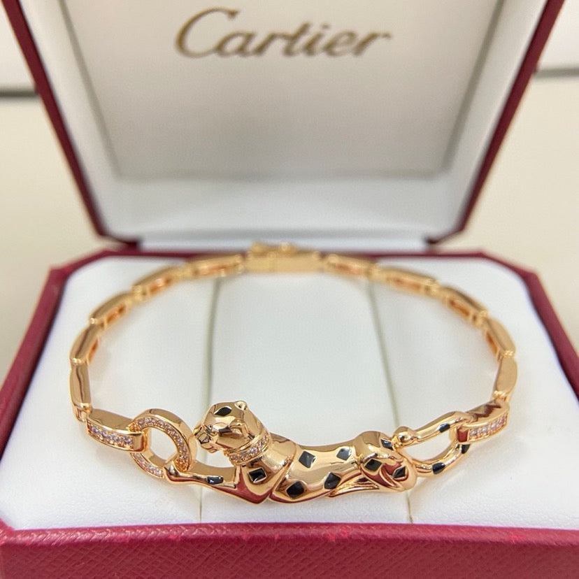 [LUXE JEWELRY] PANTHERE HALF DIAMOND ON CHAIN BRACELET