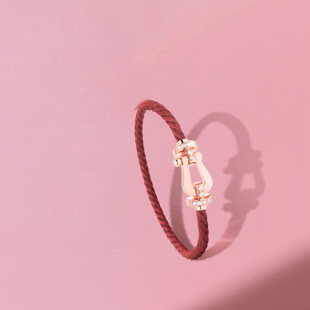 [LUXE JEWELRY]FORCE 10 HALF DIAMOND PINK GOLD RED CORDERI LARGE AND MEDIUM MODEL