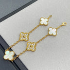 [LUXE JEWELRY]CLOVER WHITE PEARL MOP 5 MOTIF BRACELET COLLECTION